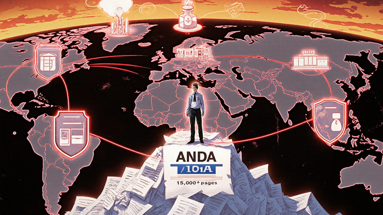 Global supply chain map connects U.S. pharmacies to overseas factories under FDA oversight.