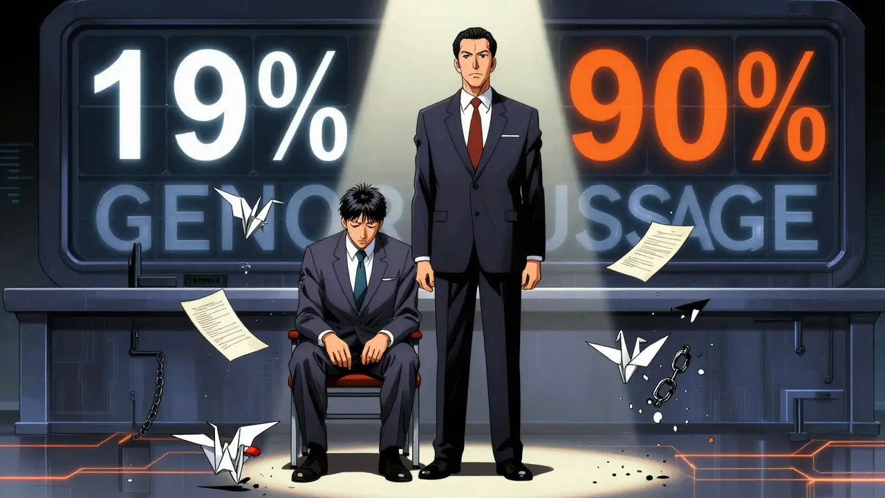 A legal signing moment with floating drug usage stats and shattering patent chains.