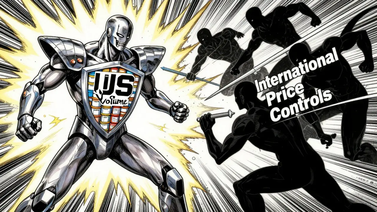Conceptual battle between US drug volume and international pricing