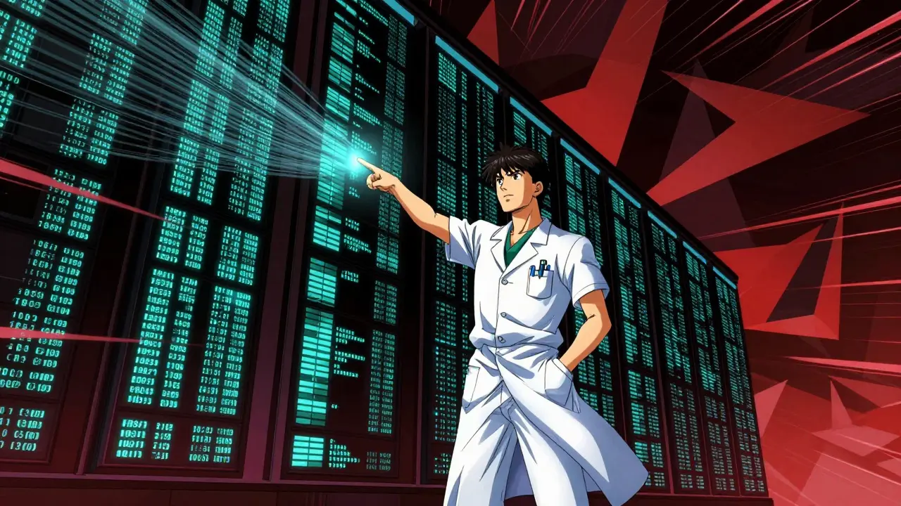 Doctor analyzing massive data stream for safety signals