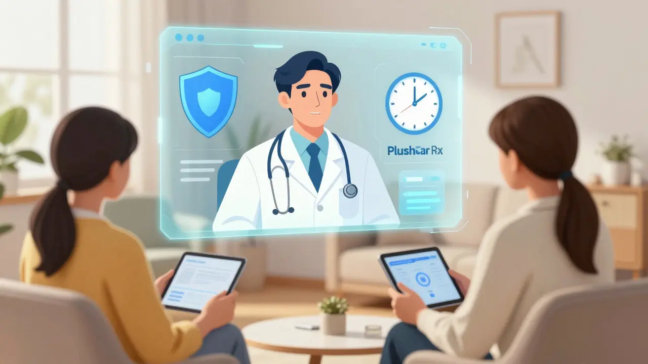 Telehealth doctor consulting with patient via video call