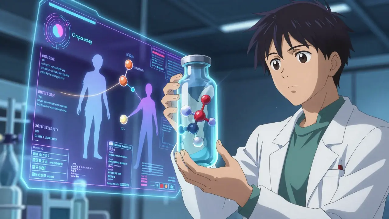 Scientist holding futuristic universal reversal agent vial