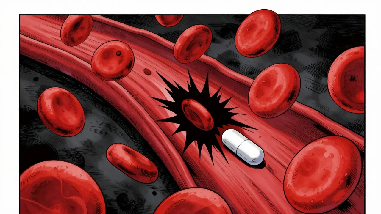 Abstract view of blood flow and clot prevention