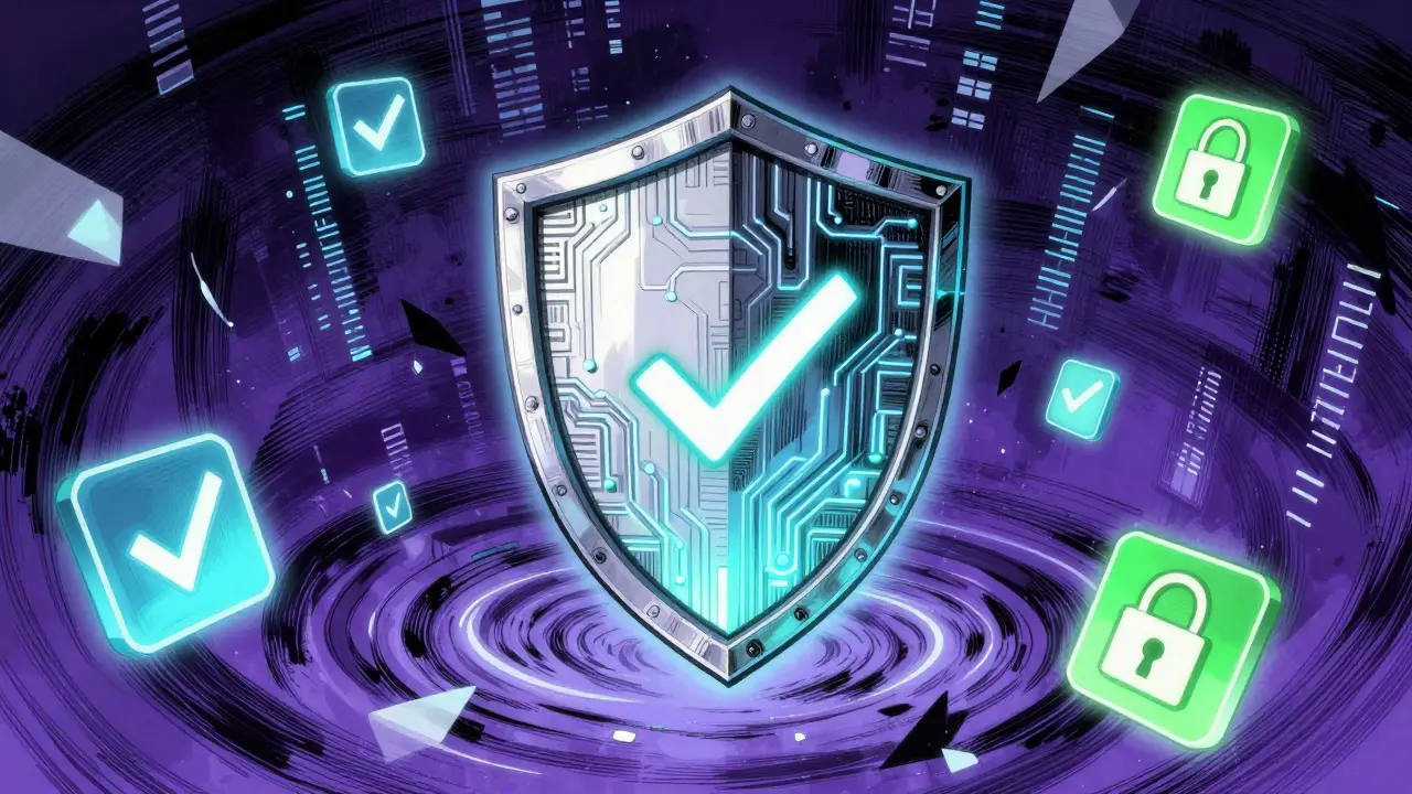 Glowing shield protecting digital data streams in manga art style