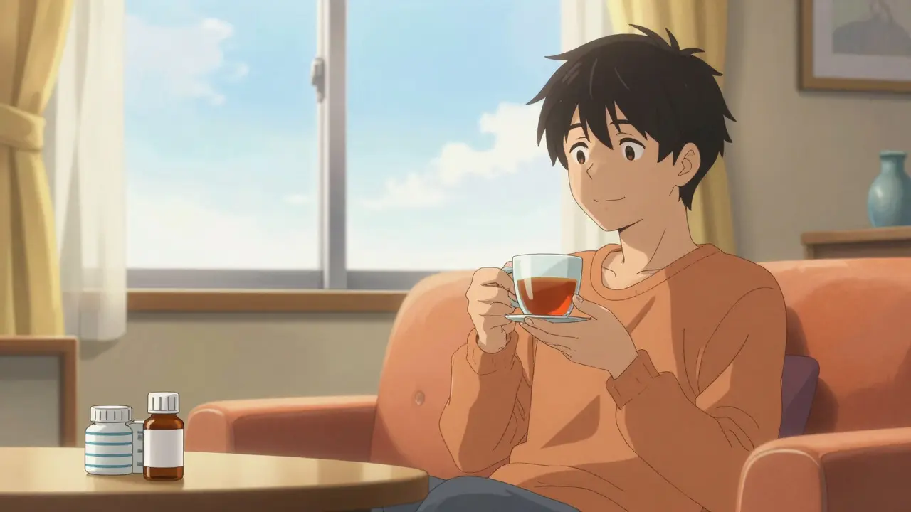 Relaxed person enjoying a clear day after successfully buying allergy meds