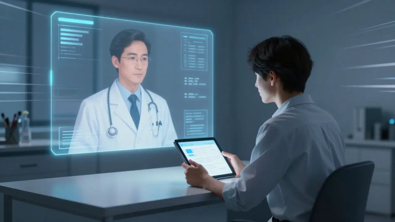 Telehealth consultation between patient and doctor in anime style